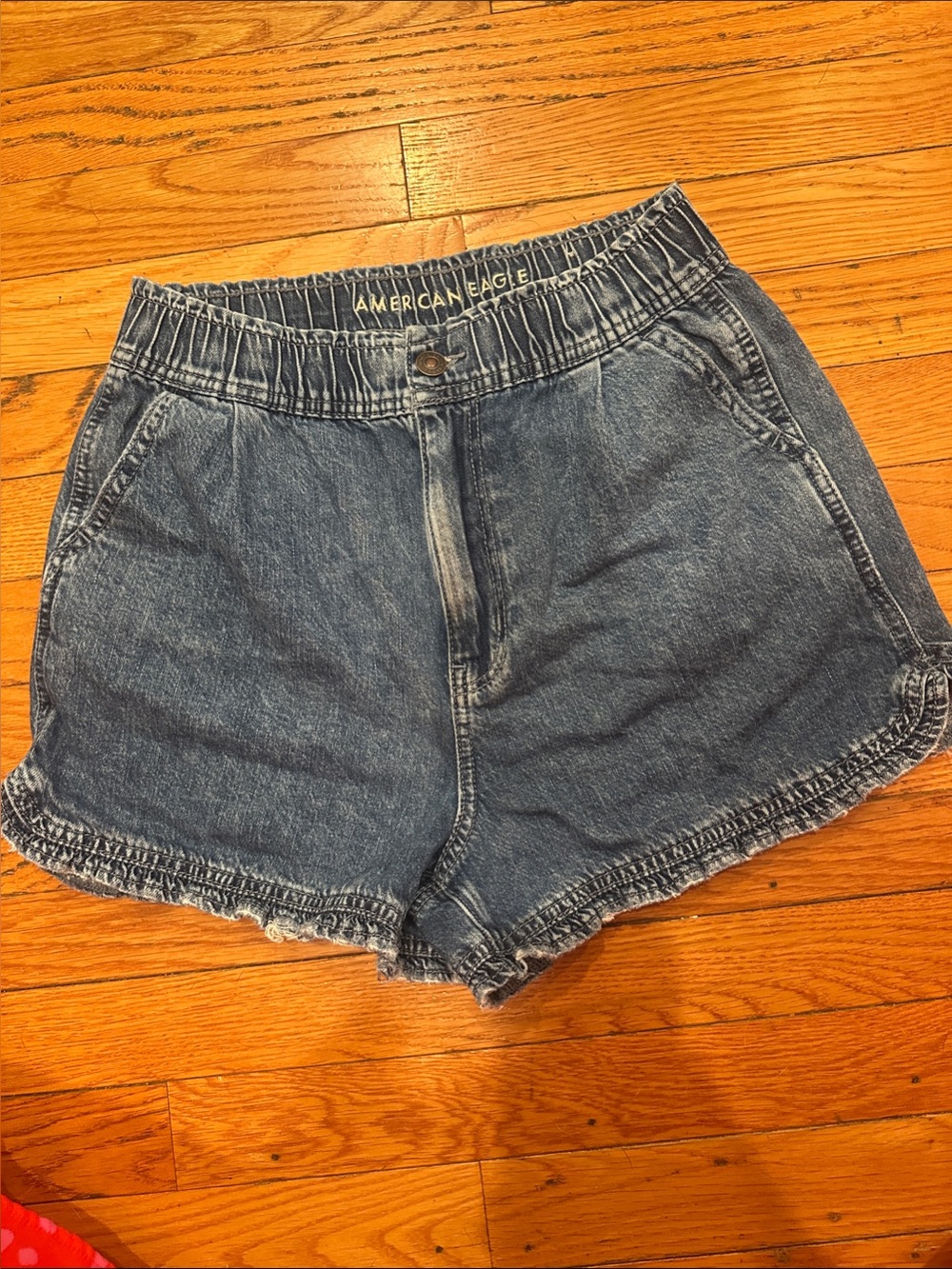 American Eagle Outfitters Blue Denim Elastic-Waist Shorts